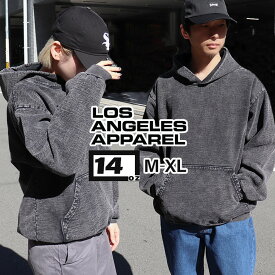 ロサンゼルスアパレル プルオーバー パーカー ミネラルウォッシュ Los Angeles Apparel メンズ 無地 裏起毛 トップス フーディ 14oz ロスアパ ヘビーウェイト