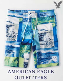 【送料無料】アメリカンイーグル AMERICAN EAGLE OUTFITTERS【正規品】【メンズ】AE Tropical Board Short ストレッチ スイムウェア サーフパンツ 水着/Light Blue【あす楽対応】