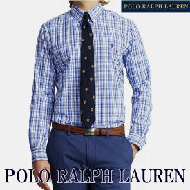 ポロ ラルフローレン POLO RALPH LAUREN 正規品 メンズ CLASSIC FIT PERFORMANCE ポニー刺繍 ストレッチ入り ワイシャツ シャツ 長袖シャツ/ブルー×ホワイト