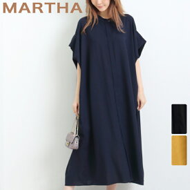 送料無料　【MARTHA】マーサ★バンドカラーフリル袖ワイドワンピース＜メーカー希望小売価格￥11,000＞[16906]【3980円以上送料無料】