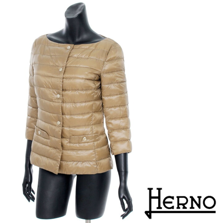 楽天市場】送料無料 HERNO ヘルノ ノーカラーダウンジャケット 超軽量 