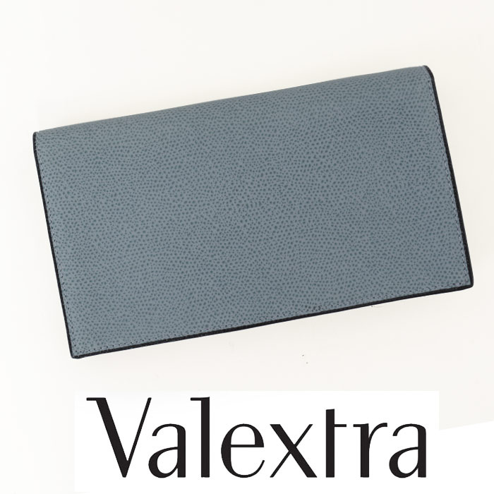 送料無料 Valextra ヴァレクストラ 二つ折り 長財布 ブランド おしゃれ 財布 プレゼント 贈り物 ブルー 青 イタリア製 VA180011 [4170] レディース財布