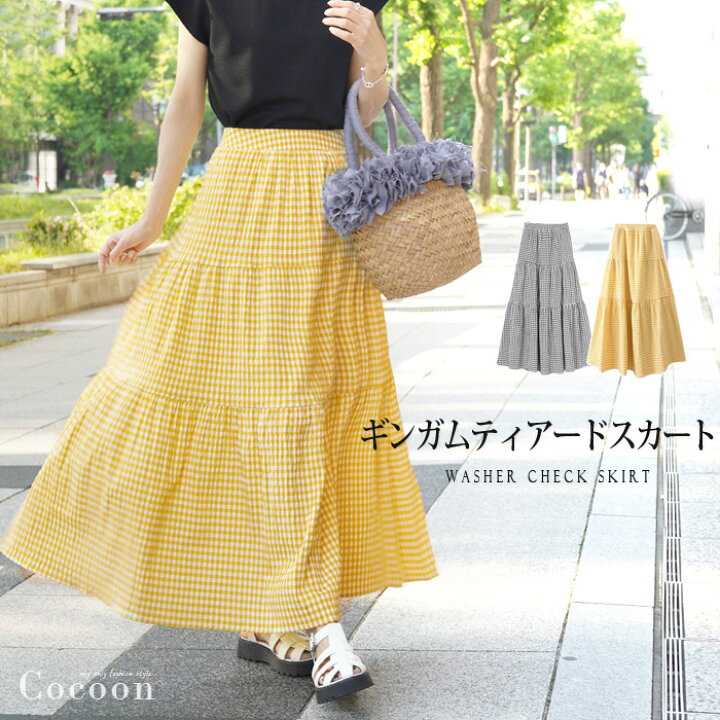楽天市場】ギンガムティアードスカート○ギンガムチェック スカート  