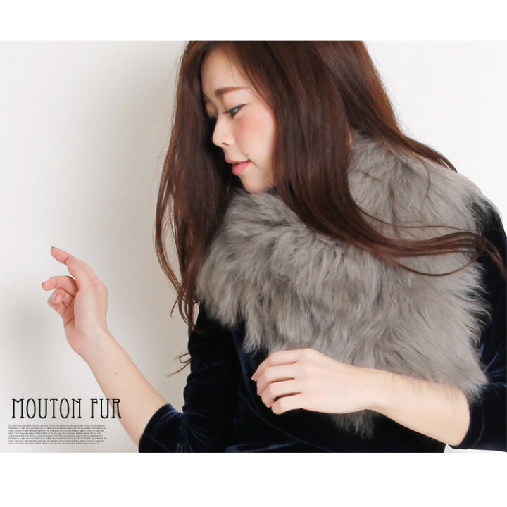 楽天市場】ムートンマフラー☆本革！落ち着いた上品なコーデにピッタリ  