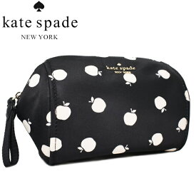 Kate Spade ケイトスペード コスメポーチ ブラックマルチ Chelsea Nylon Medium Cosmetic Case K8262 ドット アップルプリント