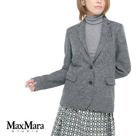 MAX MARA STUDIO “SANSA” 起毛 ウール テーラードジャケット 001：グレー 69160239 001 MaxMara/マックスマーラステューディオ/スタジオ/正規品
