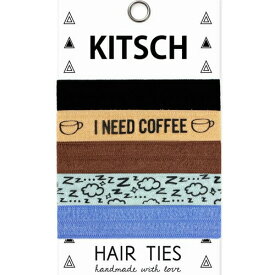 【メール便可】 KITSCH キッチュ PRINTED&LIMITED EDITION HAIE TIES ヘアゴム 5本セット COFFEE　ヘアクリップ シュシュ ブレスレット
