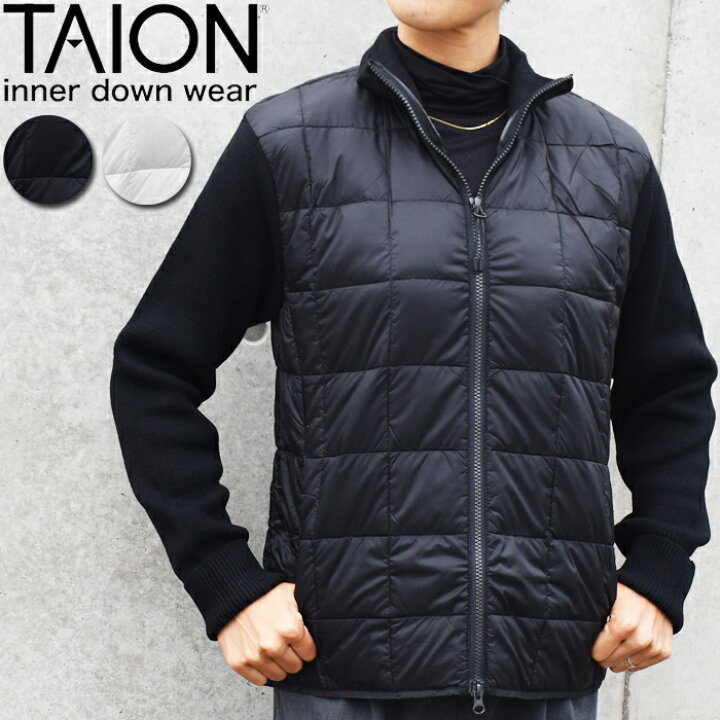 TAION】ベーシック ハイネックWジップ ニットスリーブダウンジャケット 