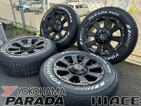 車検対応 4本セット タイヤホイール TOYOTA トヨタ HIACE ハイエース（200系用）16インチ ヨコハマ パラダ YOKOHAMA PARADA PA03 215/65R16C 109/107S ホワイトレター LEXXEL DeathRock レクセル デスロック