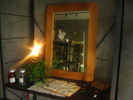 鏡【オールドチークミラー （S）】 木製 大きめ ビンテージ 無垢 木枠 木製 姿見 壁掛け アデペシュ