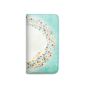 スマホケース 全機種対応 手帳型 携帯ケース ベルトなし マグネットなし 花柄 小花 誕生花 大人かわいい 上品 小鳥 オカメインコ スマートフォン ケース iPhone16 iPhoneSE3 iPhone15 14 Pro Max Plus mini
