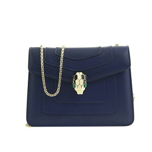 BVLGARI281225ブルガリショルダーバッグレザーロイヤルサファイア×ゴールド※取寄品
