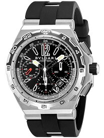 BVLGARI DP45BSTVDCHGMT DIAGONOブルガリ ディアゴノ メンズ腕時計クロノグラフ スイス製 オートマチック カレンダーステンレス/チタン/ラバー×ラバーブラック×シルバー
