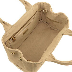 PRADA1BG439-CANAPA/CORDAプラダ2WAYバッグコットンキャンバスベージュ×ゴールド