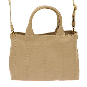 PRADA1BG439-CANAPA/CORDAプラダ2WAYバッグコットンキャンバスベージュ×ゴールド