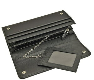 PRADA1MH132-NEROプラダスナップ長財布チェーン付パスケース型押レザーブラック×シルバー※取寄品