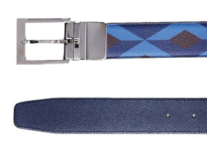 dunhillHPC123DCADOGANENGINETURNダンヒルリバーシブルベルトユニセックス回転バックルエンジンターンコーテッドキャンバス×レザーブルー×ネイビー×シルバー対応サイズ〜105cmカット可能5穴