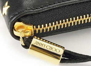 JimmyChooFILIPACSTSTARSTUDSBLACK×GOLDジミーチュウラウンドファスナー長財布カーフスタースタッズブラック×ゴールド