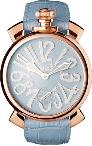 GAGAMILANO5011.03SMANUALE48MM18KPVDガガミラノマヌアーレ48ユニセックス手巻き腕時計レザーステンレスライトブルー×ホワイト