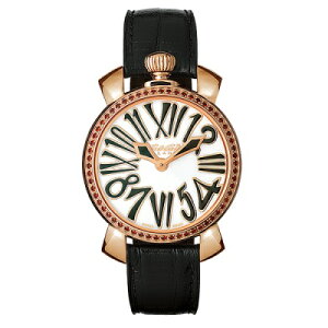 GAGAMILANO6026.01MANUALE35MMSTONES18KPVDガガミラノマヌアーレ35ユニセックスクオーツ腕時計レザーステンレスブラック×ホワイト