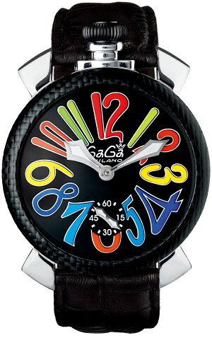 GAGAMILANO5015MANUALE48MMガガミラノ腕時計マヌアーレステンレスレザーベルトブラック×マルチ