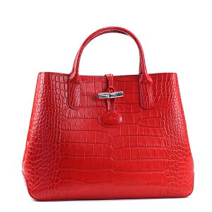 LONGCHAMP1986-858-545ROSEAUCROCOロンシャンロゾクロコハンドバッグレザーレッド