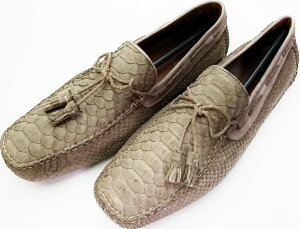 FRANCOCUADRAA02PWATZAPATOPITHONMLRNACK/TERNERARAINTAUPEMENSCASUALDRAIVINGSHOESフランククアドラメンズカジュアルドライビングシューズパイソンレザー×カーフレザー×合成ラバーMEXICO/28USA/9JAPAN/約26.5〜27cmトープグレイ