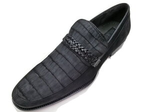 FRANCOCUADRAF10NPBBZAPATONILOHAB/NOBACKBECERRONEGROMENSCASUALSHOESフランククアドラメンズカジュアルシューズカイマン(ワニ)ヌバック×カーフ×ラバーブラックMEXICO/28USA/9JAPAN/約26.5〜27cm