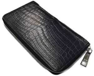 LE'SAC8149BLACKCROCODELEレザックナイルクロコダイルラウンドファスナー長財布ラウンドジップオーガナイザーロングウォレットクロコダイル(ベビーナイル)×カーフレザーブラック×グリーン×シルバー※正規代理店取寄せ商品