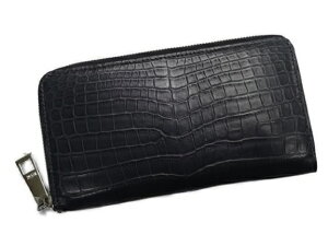 LE'SAC8149BLACKCROCODELEレザックナイルクロコダイルラウンドファスナー長財布ラウンドジップオーガナイザーロングウォレットクロコダイル(ベビーナイル)×カーフレザーブラック×グリーン×シルバー※正規代理店取寄せ商品