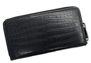 LE'SAC8149BLACKCROCODELEレザックナイルクロコダイルラウンドファスナー長財布ラウンドジップオーガナイザーロングウォレットクロコダイル(ベビーナイル)×カーフレザーブラック×グリーン×シルバー※正規代理店取寄せ商品