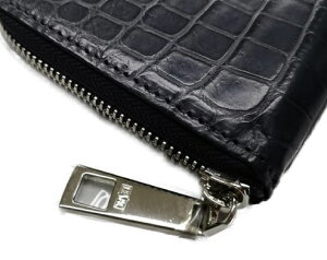 LE'SAC8149BLACKCROCODELEレザックナイルクロコダイルラウンドファスナー長財布ラウンドジップオーガナイザーロングウォレットクロコダイル(ベビーナイル)×カーフレザーブラック×グリーン×シルバー※正規代理店取寄せ商品