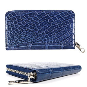 LE'SAC8129CROCODELEINDIGOBLUEレザッククロコダイルポロサスラウンドファスナー長財布ラウンドジップオーガナイザーロングウォレットクロコダイル(ポロサス)×カーフレザーインディゴブルー×グレーベージュ×シルバー※正規代理店取寄商品