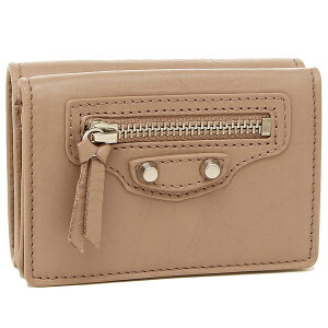 BALENCIAGA477455-D940N-6345CLASSICMINIWALLETROSEDESABLESバレンシアガWホック三折財布ラムスキンレザーベージュ×ゴールド