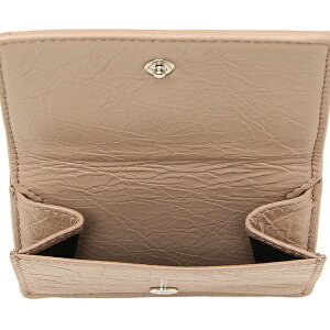 BALENCIAGA477455-D940N-6345CLASSICMINIWALLETROSEDESABLESバレンシアガWホック三折財布ラムスキンレザーベージュ×ゴールド
