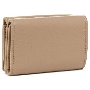BALENCIAGA477455-D940N-6345CLASSICMINIWALLETROSEDESABLESバレンシアガWホック三折財布ラムスキンレザーベージュ×ゴールド
