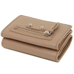 BALENCIAGA477455-D940N-6345CLASSICMINIWALLETROSEDESABLESバレンシアガWホック三折財布ラムスキンレザーベージュ×ゴールド