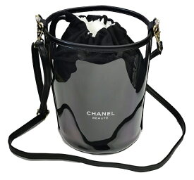 CHANEL LA COLLECTIONシャネル ラ コレクション限定特別ギフト ノベルティーポーチ 巾着 コットン 100%【社外品】バケツ型 クリアバッグゼブラ柄 巾着ポーチブラック×ホワイト×ゴールドショップバッグ