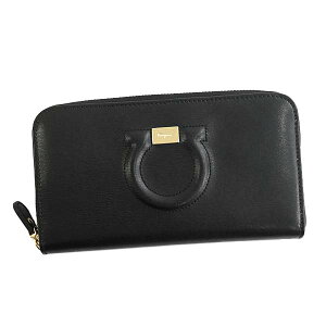 SalvatoreFerragamo22C843-683623-BKサルヴァトーレフェラガモラウンドファスナー長財布レザーブラック×リップスティック×ゴールド※取寄品