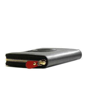 SalvatoreFerragamo22C843-683623-BKサルヴァトーレフェラガモラウンドファスナー長財布レザーブラック×リップスティック×ゴールド※取寄品