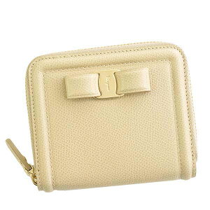 SalvatoreFerragamo22D156-683536-L.BEサルヴァトーレフェラガモラウンドファスナー二折小銭財布レザーマカダミア×ゴールド※取寄品