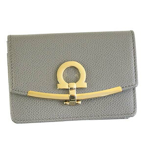 SalvatoreFerragamo22D198-683349-GYサルヴァトーレフェラガモカードケースレザーアーバングレー×ゴールド※取寄品