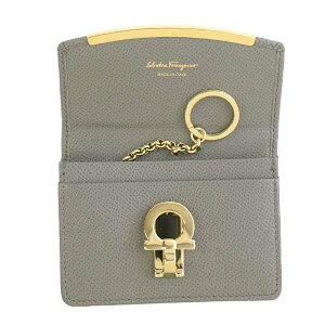 SalvatoreFerragamo22D198-683349-GYサルヴァトーレフェラガモカードケースレザーアーバングレー×ゴールド※取寄品