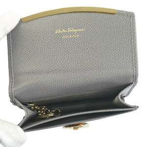 SalvatoreFerragamo22D198-683349-GYサルヴァトーレフェラガモカードケースレザーアーバングレー×ゴールド※取寄品