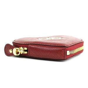 SalvatoreFerragamo22C113-642287フェラガモ小銭入型押レザーワインレッド×ゴールド
