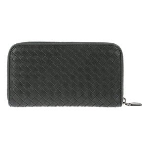 BOTTEGAVENETA114076-VBD51-8885ボッテガ・ヴェネタ財布ラウンドファスナー長財布レザーブラック×ニューライトグレー