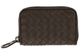 BOTTEGA VENETA 473010-V4651-2006ボッテガヴェネタ ラウンドファスナー小銭入イントレチャートレザーダークブラウン×ガンメタル