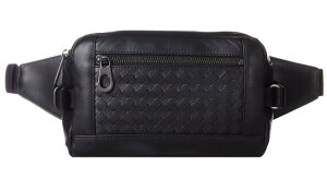 BOTTEGAVENETA368899-VQ121-1000ボッテガヴェネタイントレチャートカーフベルトバッグウエストバッグボディバッグソフトカーフレザーブラック×ガンメタ