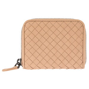 BOTTEGAVENETA258468-V001N-6809ボッテガヴェネタラウンドファスナー小銭入ラムレザーピーチローズ※取寄品