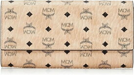 MCM MYL8SVI99 BEIGEVISETOS MONOGRAM WALLETエムシーエム モノグラム ウォレットヴィセトス オリジナル スナップ式長財布コーテッドキャンバス×レザーベージュ×ブラック×ゴールド